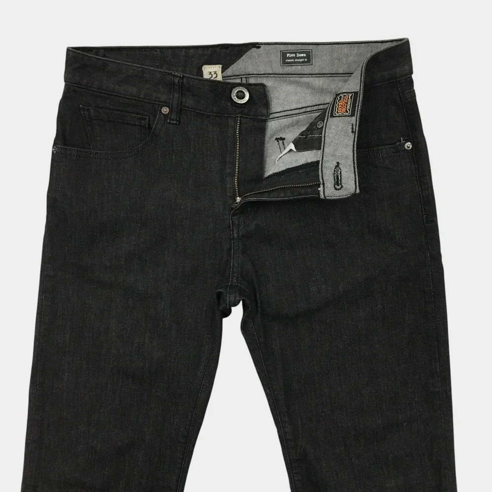 Volcom Five Down Jeans Mens 33 Black Classic Straight Fit Denim Skateboarding